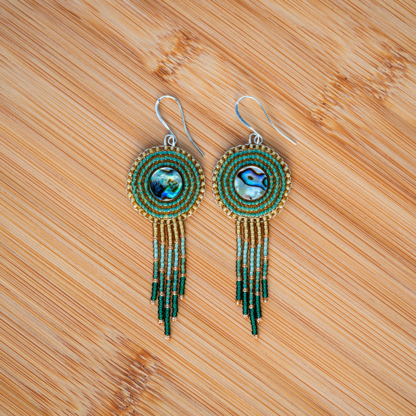 Abalone Fringe - Aqua/Gold